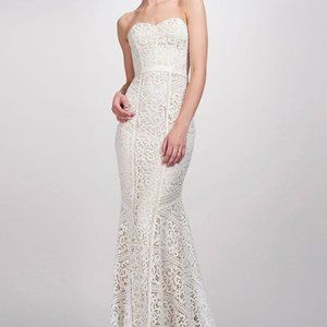 Theia Maria Wedding Gown, Label Size 8, Ivory/Nude, Hemmed but Unworn